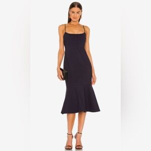 LIKELY Prina Black Crepe Midi Dress